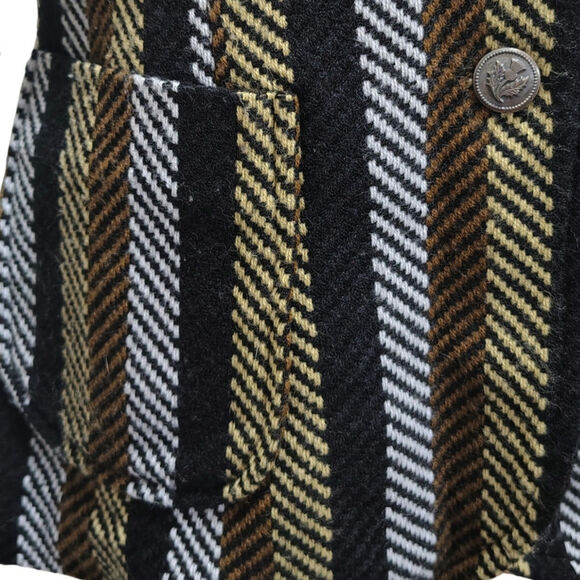 70s Striped Tread Design Fitted Single Breasted Blazer Outside Pockets SZ Small - Picture 8 of 9